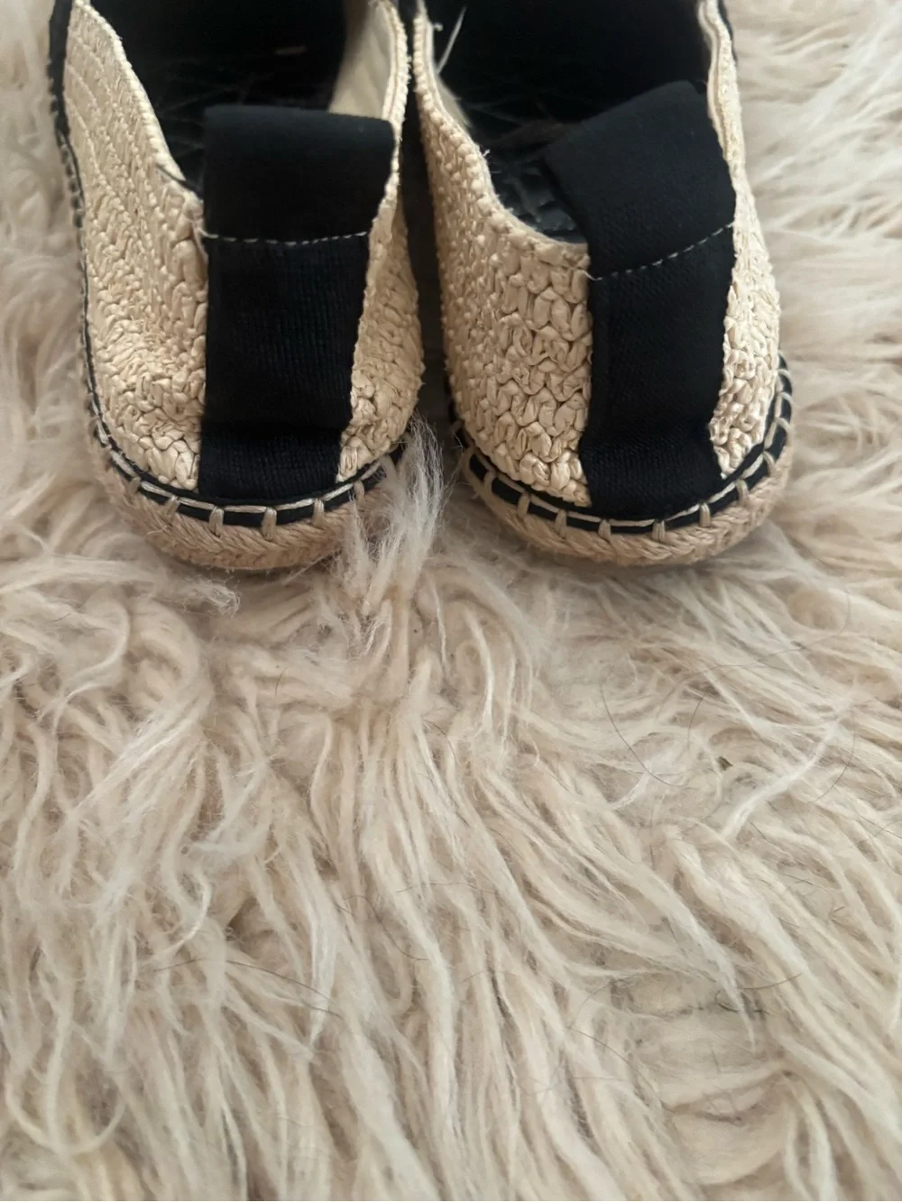 Zara Black & Natural Woven Espadrille Flats